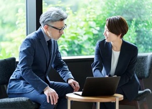 female lawyer with client