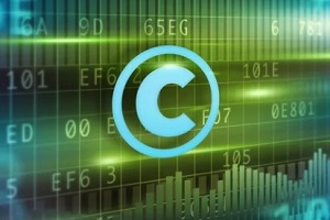 copyright symbol on digital screen